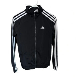 Adidas Track Jacket size XS women’s black and white full zip elastic waist